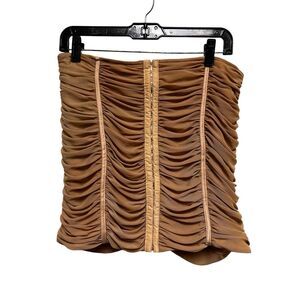 NWT FASHION NOVA Women's Beige Mini Skirt Size XL Corset  Hook Closure New CMZ-C